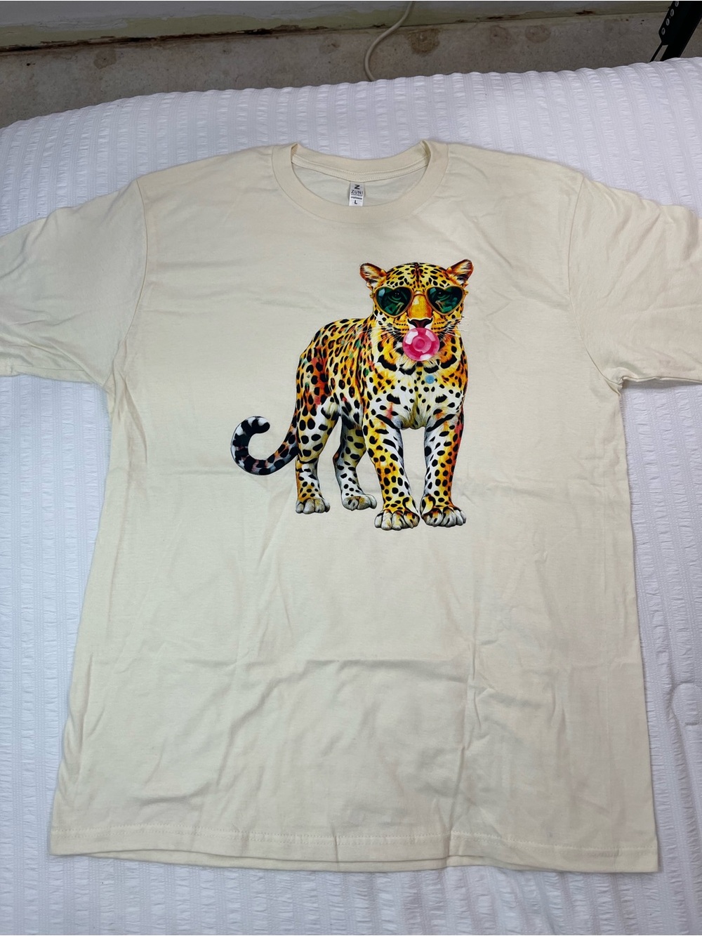 Kids Cream Graphic Leopard Tee with Sunglasses